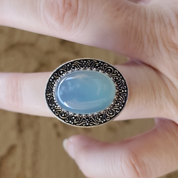 New Amazing Chalcedony Antique Design 925 Silver Statement Ring. - Picture 11 of 15